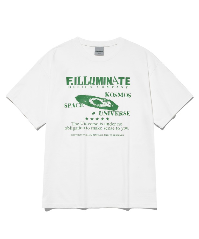 스페이스 그래픽 라운드 티셔츠-화이트-FILLUMINATE