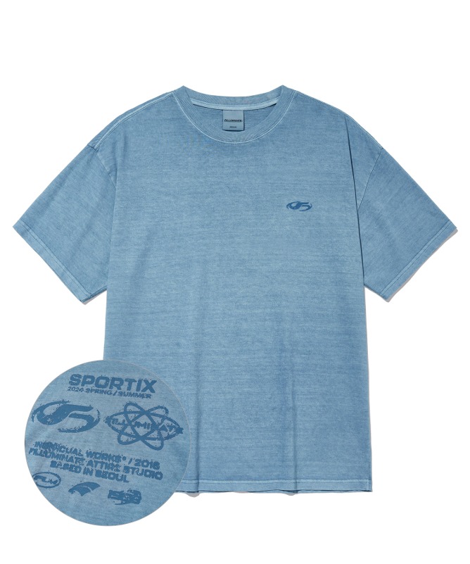 심볼 로고 피그먼트 티셔츠-블루-FILLUMINATE