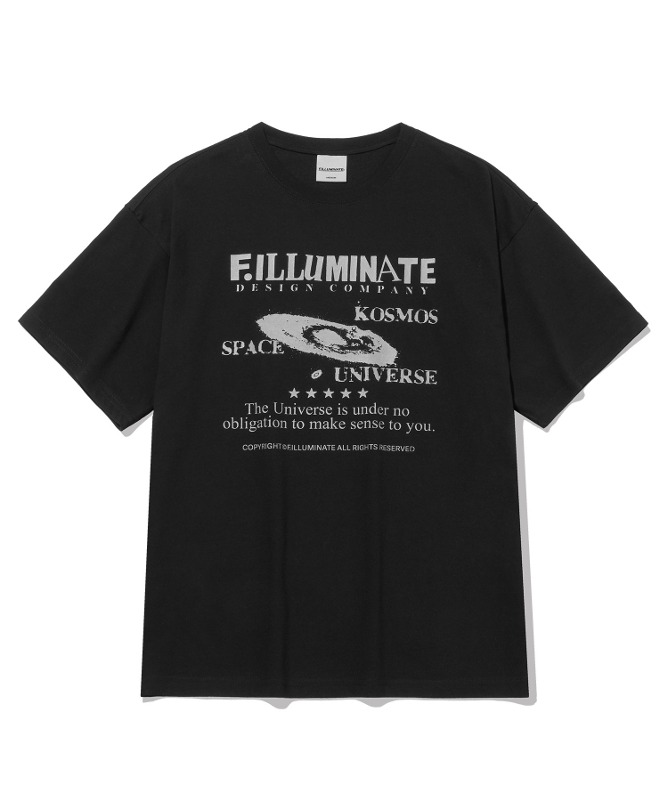 스페이스 그래픽 라운드 티셔츠-블랙-FILLUMINATE