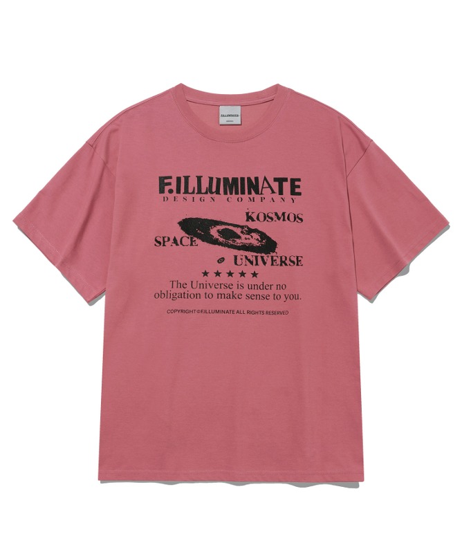 스페이스 그래픽 라운드 티셔츠-핑크-FILLUMINATE