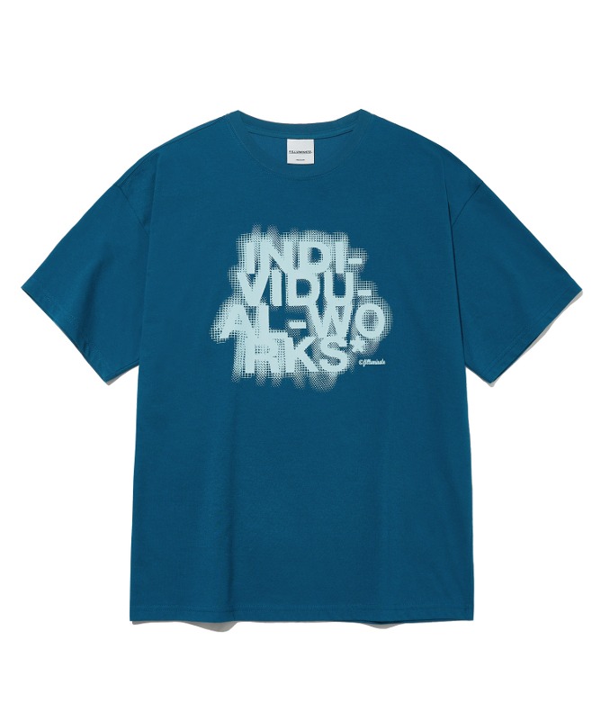 블러 이펙트 라운드 티셔츠-블루-FILLUMINATE