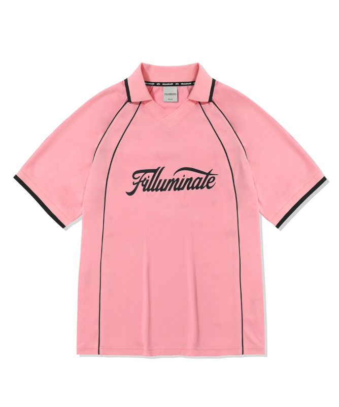 더블 파이핑 카라 저지 티셔츠-핑크-FILLUMINATE