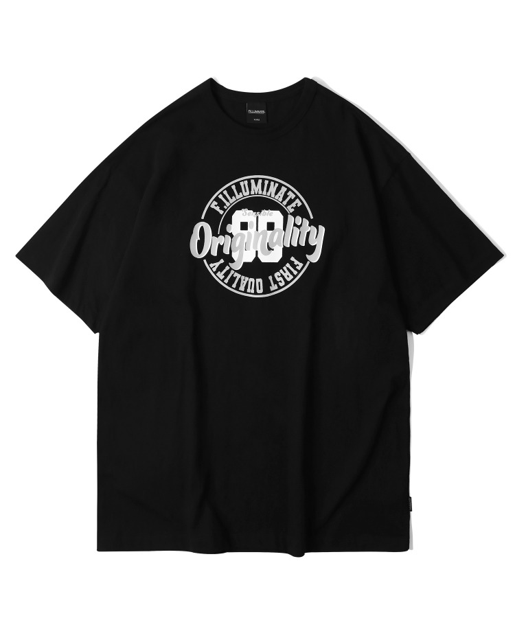 88 라운드 로고 티셔츠-블랙-FILLUMINATE