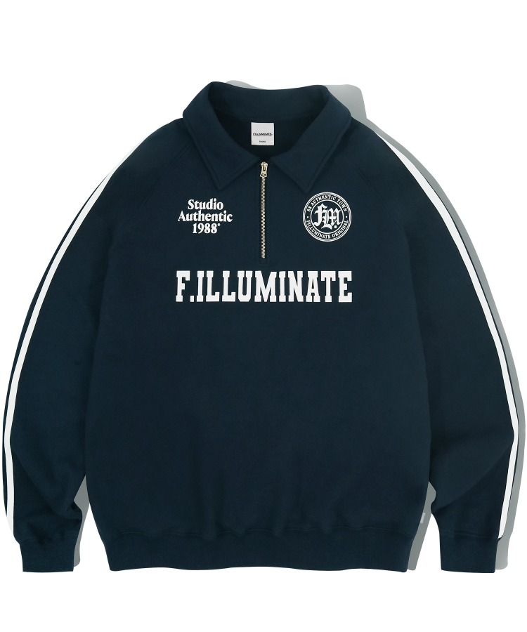 FLM 클럽 스웨트 하프 셔츠-네이비-FILLUMINATE
