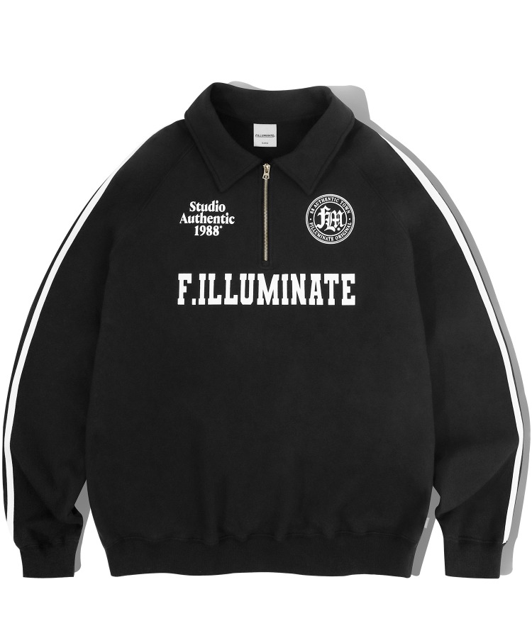 FLM 클럽 스웨트 하프 셔츠-블랙-FILLUMINATE