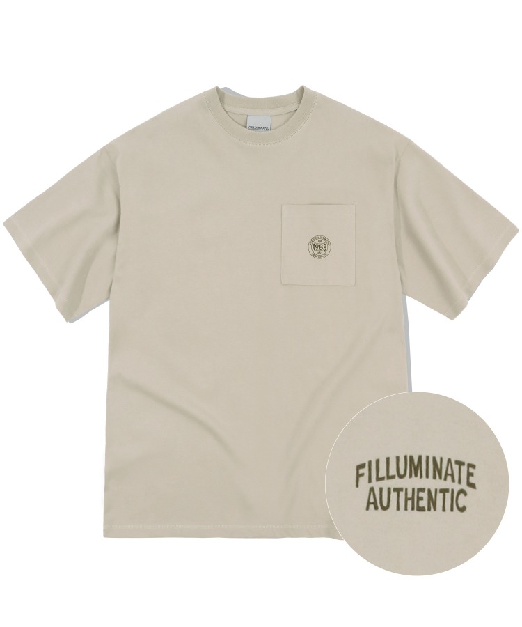 오버핏 포켓 코인 티셔츠-베이지-FILLUMINATE