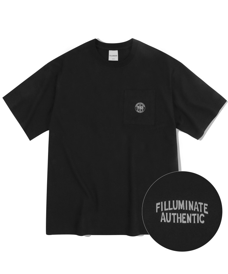 오버핏 포켓 코인 티셔츠-블랙-FILLUMINATE