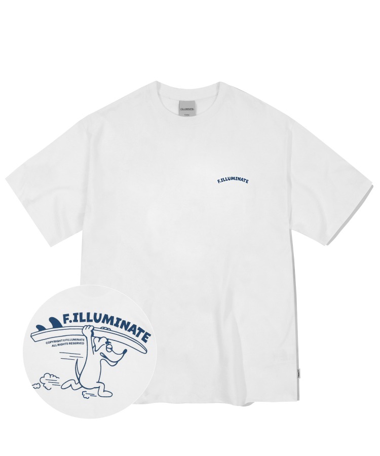 오버핏 서프 도지 티셔츠-화이트-FILLUMINATE