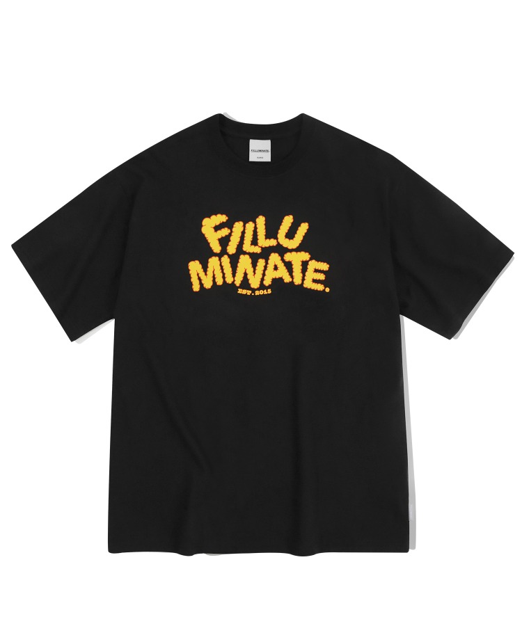 오버핏 큐뮬러스 로고 티셔츠-블랙-FILLUMINATE