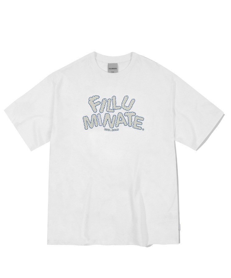 오버핏 큐뮬러스 로고 티셔츠-화이트-FILLUMINATE