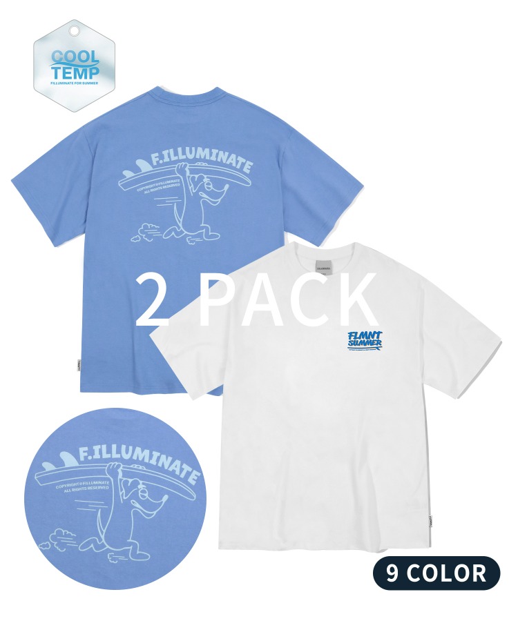 [패키지] 오버핏 서프 도지 + 서머링 로고 티셔츠 2PACK-FILLUMINATE