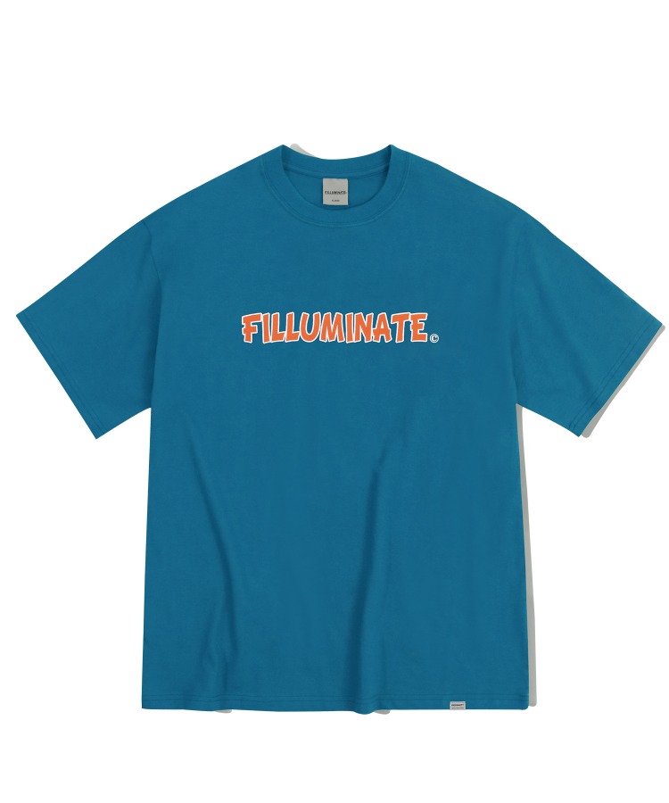 오버핏 퍼지 로고 티셔츠-블루-FILLUMINATE