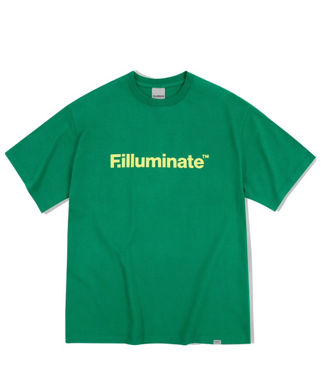 오버핏 솔리드 로고 티셔츠-그린-FILLUMINATE