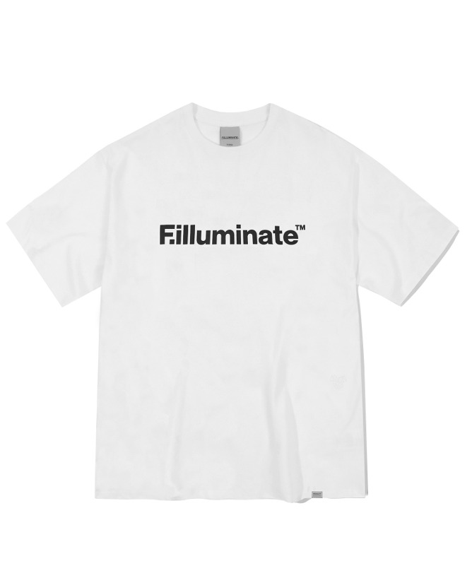 오버핏 솔리드 로고 티셔츠-화이트-FILLUMINATE