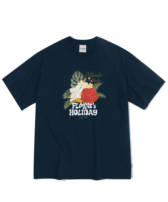 오버핏 플라워리지 티셔츠-네이비-FILLUMINATE