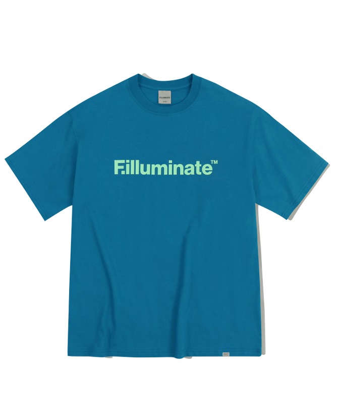 오버핏 솔리드 로고 티셔츠-블루-FILLUMINATE