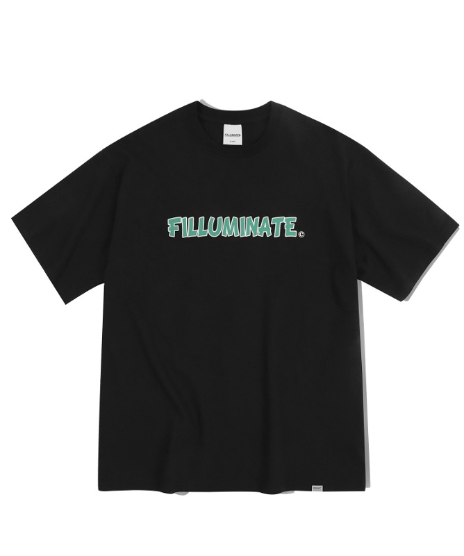 오버핏 퍼지 로고 티셔츠-블랙-FILLUMINATE