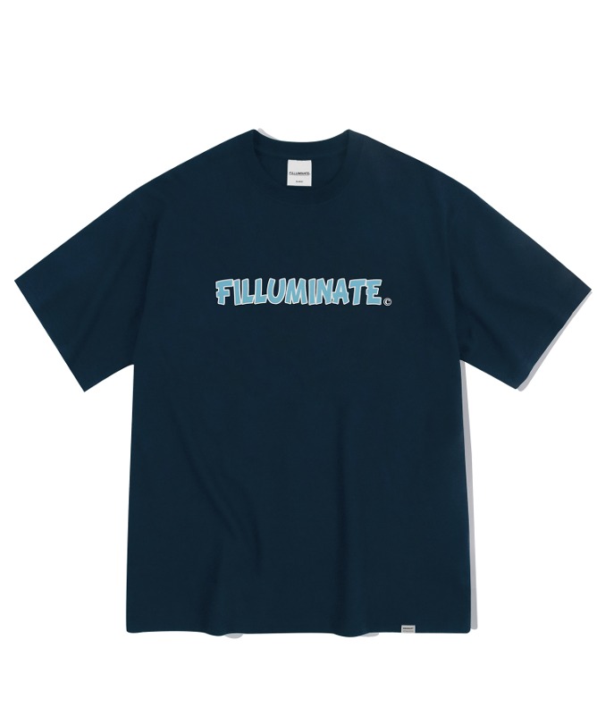 오버핏 퍼지 로고 티셔츠-네이비-FILLUMINATE