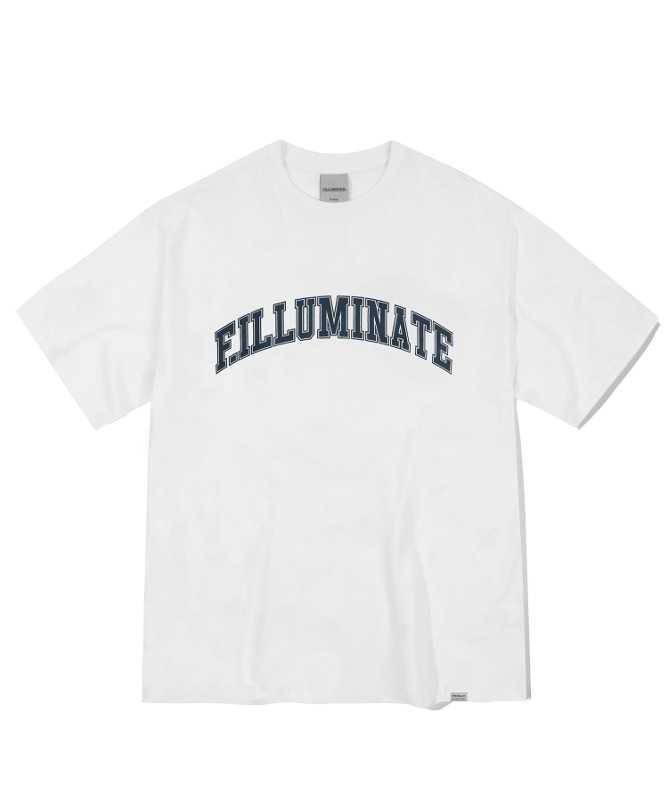 오버핏 엠보우 로고 티셔츠-화이트-FILLUMINATE