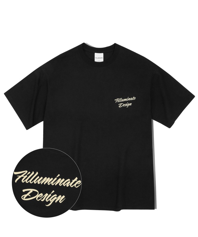 오버핏 플러피 로고 티셔츠-블랙-FILLUMINATE