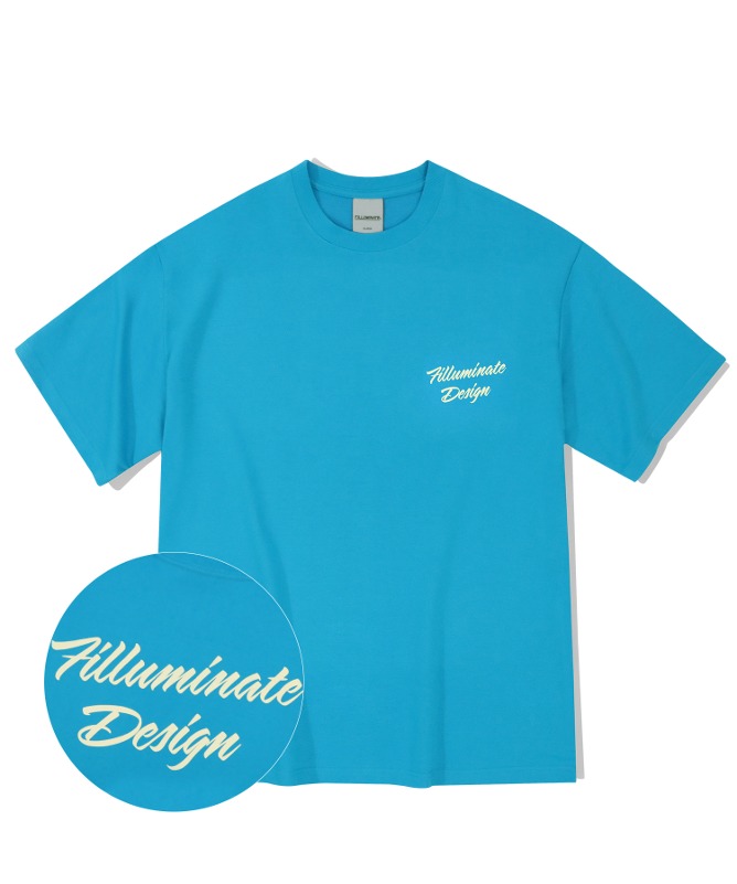 오버핏 플러피 로고 티셔츠-블루-FILLUMINATE