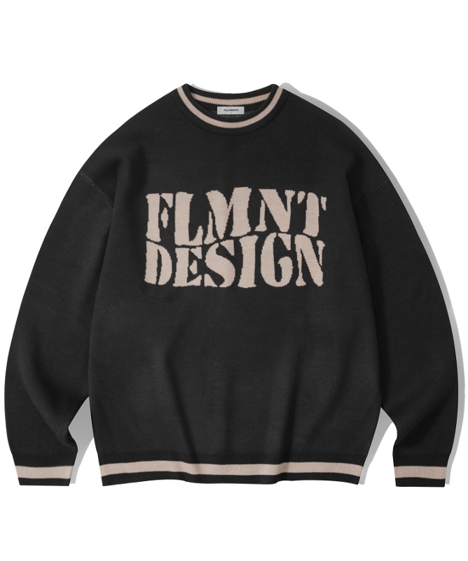 오버핏 FLM 디자인 니트-블랙-FILLUMINATE