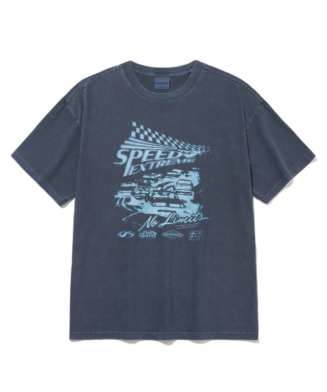 레이싱 피그먼트 티셔츠-블루-FILLUMINATE