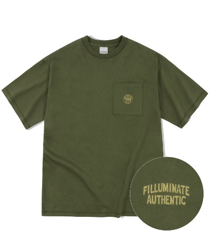 오버핏 포켓 코인 티셔츠-카키-FILLUMINATE