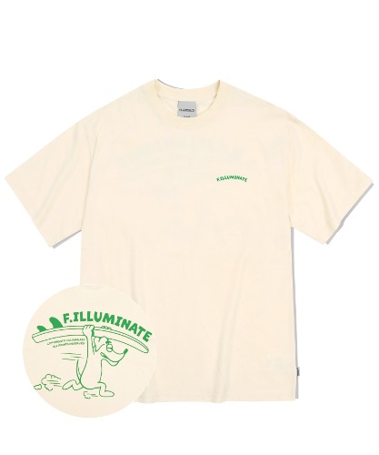 오버핏 서프 도지 티셔츠-크림-FILLUMINATE