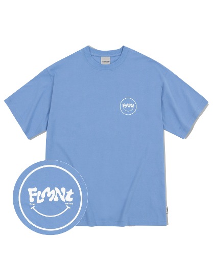 오버핏 스마일 로고 티셔츠-블루-FILLUMINATE
