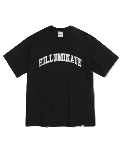오버핏 엠보우 로고 티셔츠-블랙-FILLUMINATE